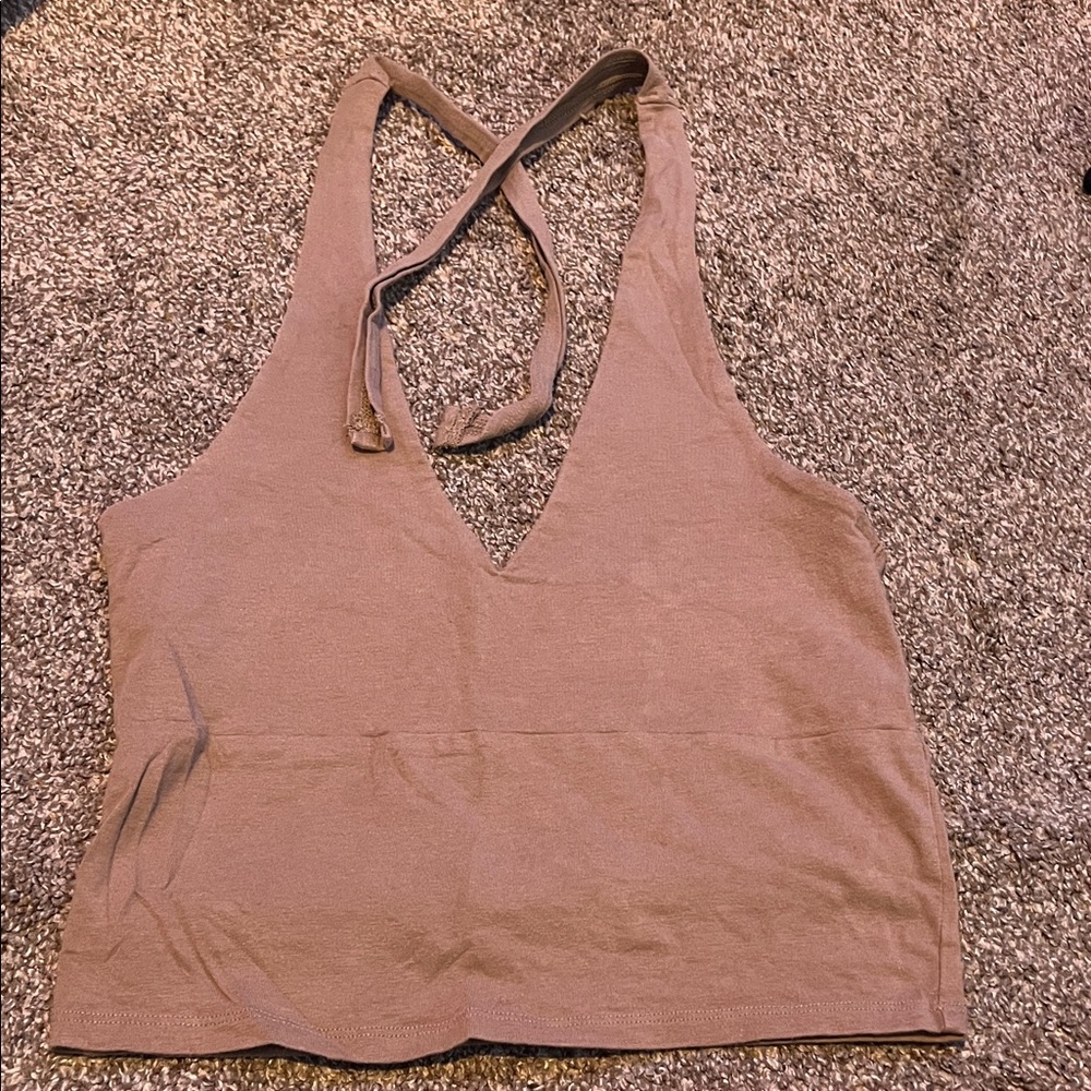 Hollister Women's Brown Halter Tank Top